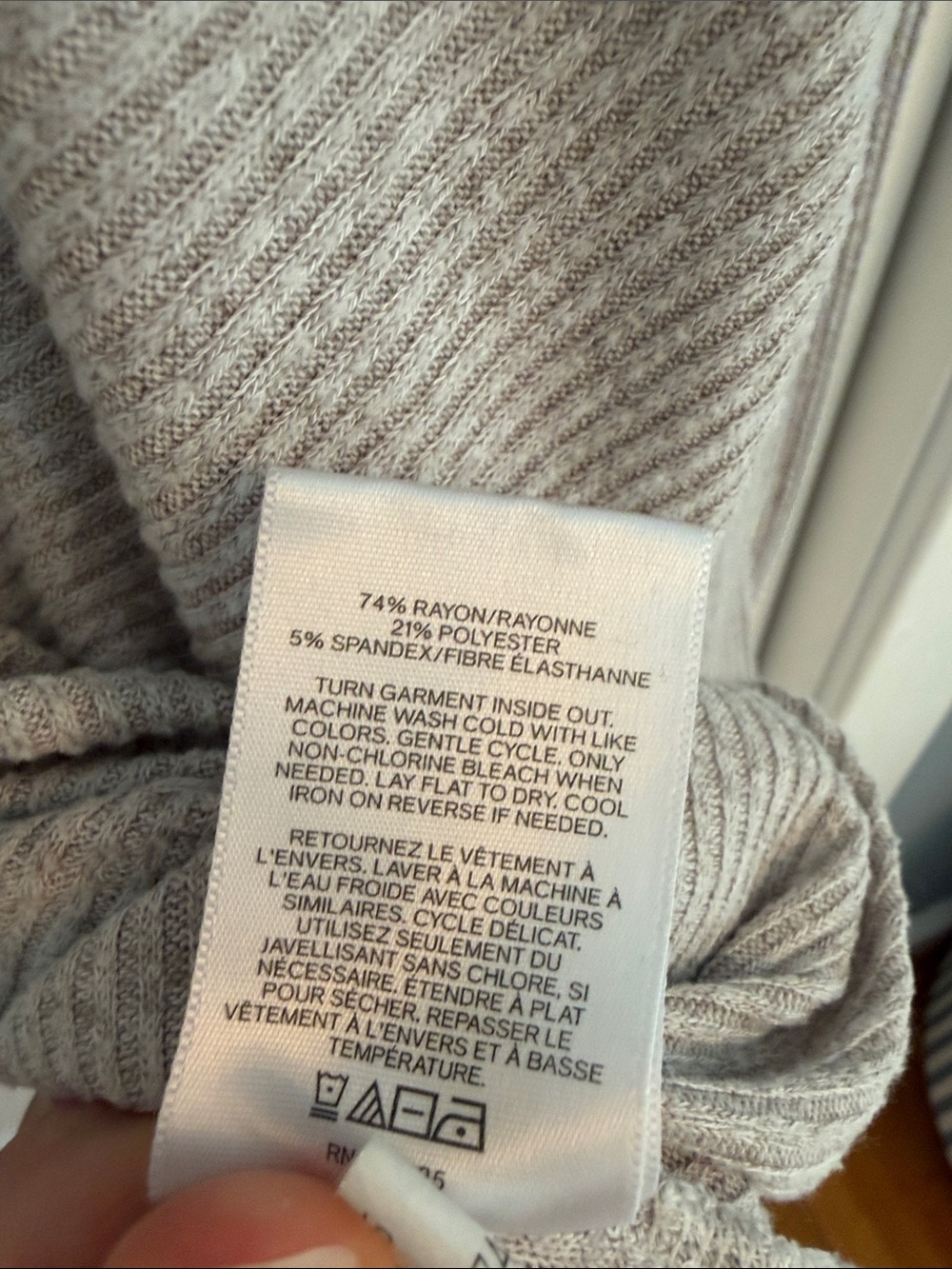 Express Light Gray Ribbed Funnel Neck Sweater - Picture 3 of 5